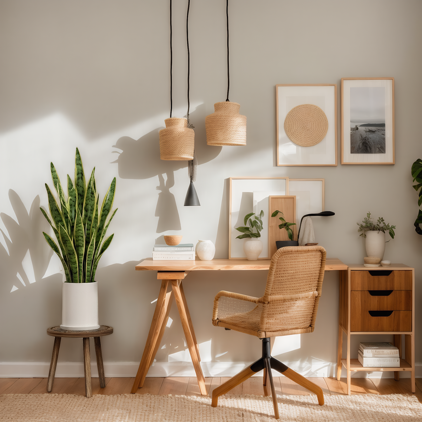 3-Pack Wood Plant Stands Indoor, Single Plant Stand for 6-12 Inch Pots, Mid-Century Modern Plant Stool, Tall Plant Stand for Large Plants for Living Room, Balcony, Office