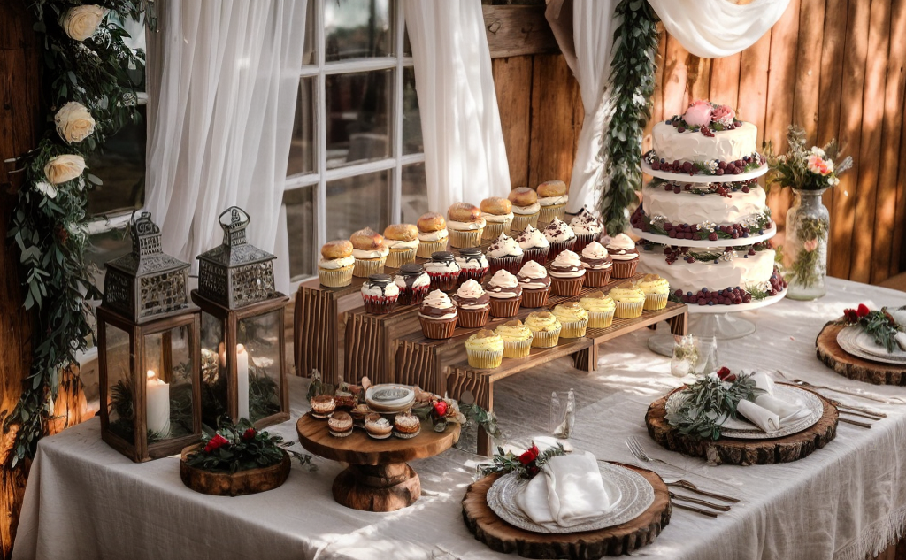 Vecxoty 2 Set Wooden Tiered Risers Display Stands for Vendor Events,Stackable Wooden Cupcake Display Stand,Farmhouse Decor Wood Dessert Table Display Set,Vendor Booth Display Items,Food Display Risers for Party（12-11.2-10.4-9.6IN）
