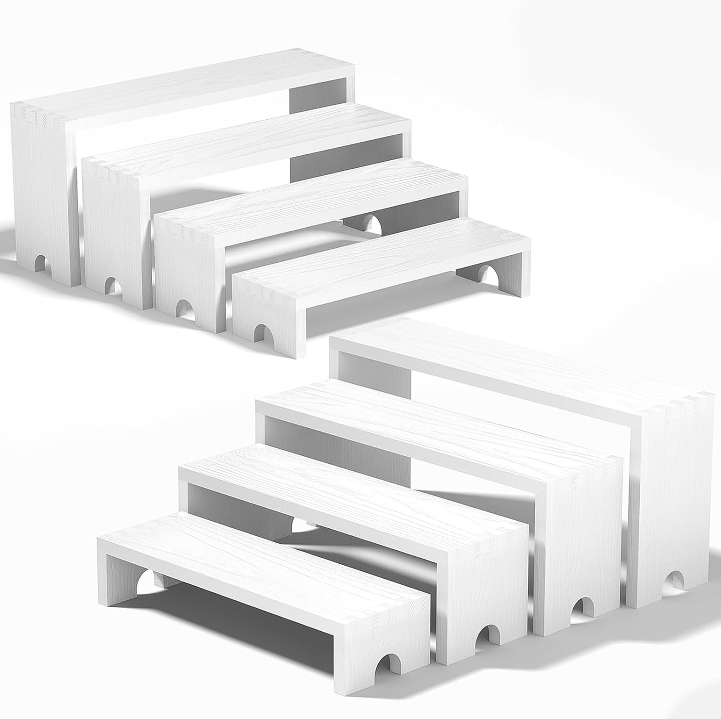 Vecxoty 2 Set Wooden Tiered Risers Display Stands for Vendor Events,Stackable Wooden Cupcake Display Stand,Farmhouse Decor Wood Dessert Table Display Set,Vendor Booth Display Items,Food Display Risers for Party（12-11.2-10.4-9.6IN）