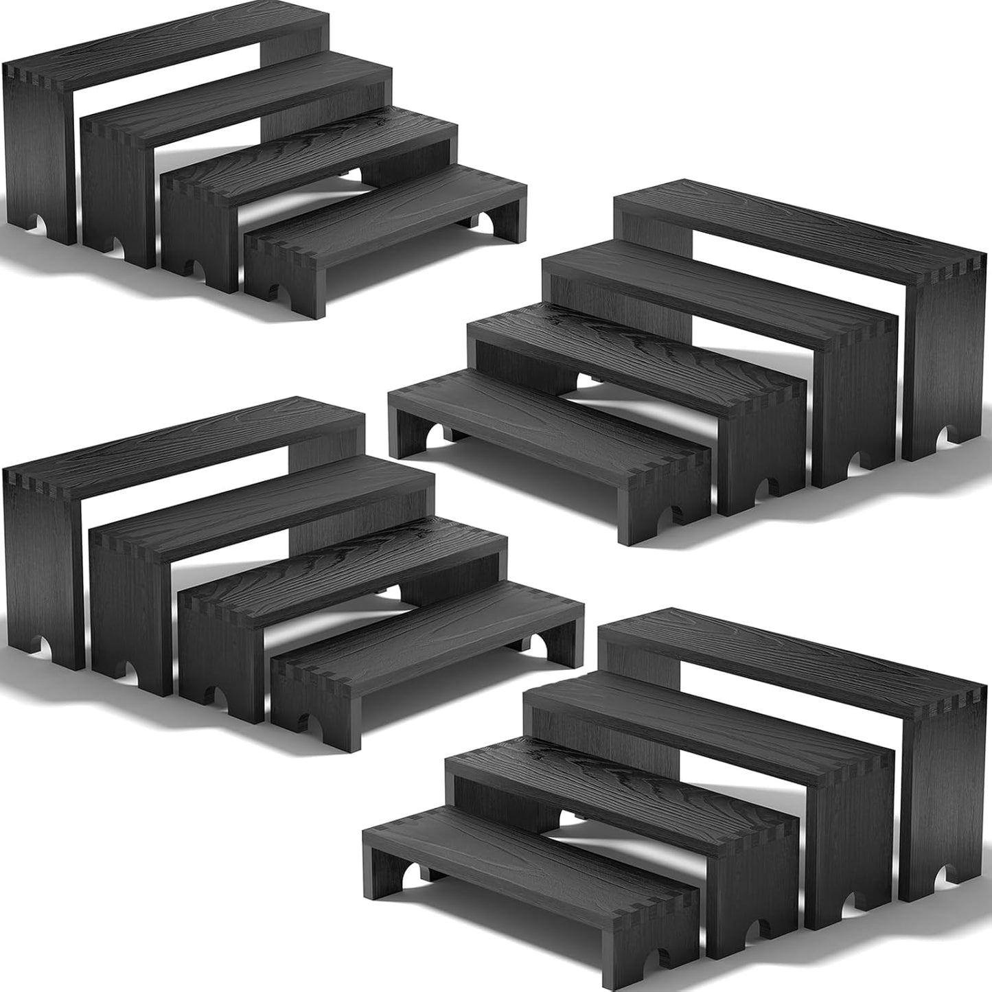 Vecxoty 2 Set Wooden Tiered Risers Display Stands for Vendor Events,Stackable Wooden Cupcake Display Stand,Farmhouse Decor Wood Dessert Table Display Set,Vendor Booth Display Items,Food Display Risers for Party（12-11.2-10.4-9.6IN）