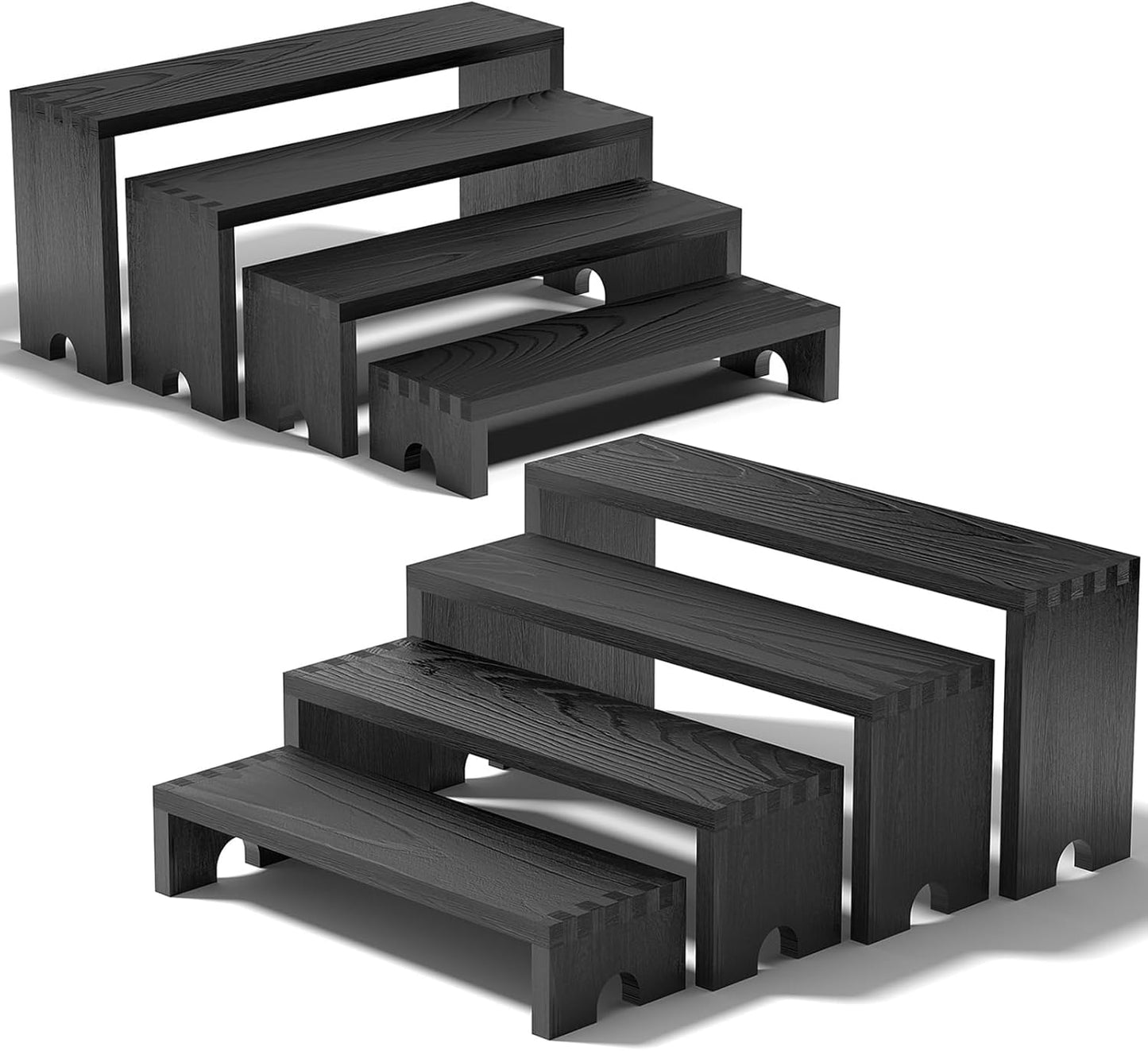 Vecxoty 2 Set Wooden Tiered Risers Display Stands for Vendor Events,Stackable Wooden Cupcake Display Stand,Farmhouse Decor Wood Dessert Table Display Set,Vendor Booth Display Items,Food Display Risers for Party（12-11.2-10.4-9.6IN）