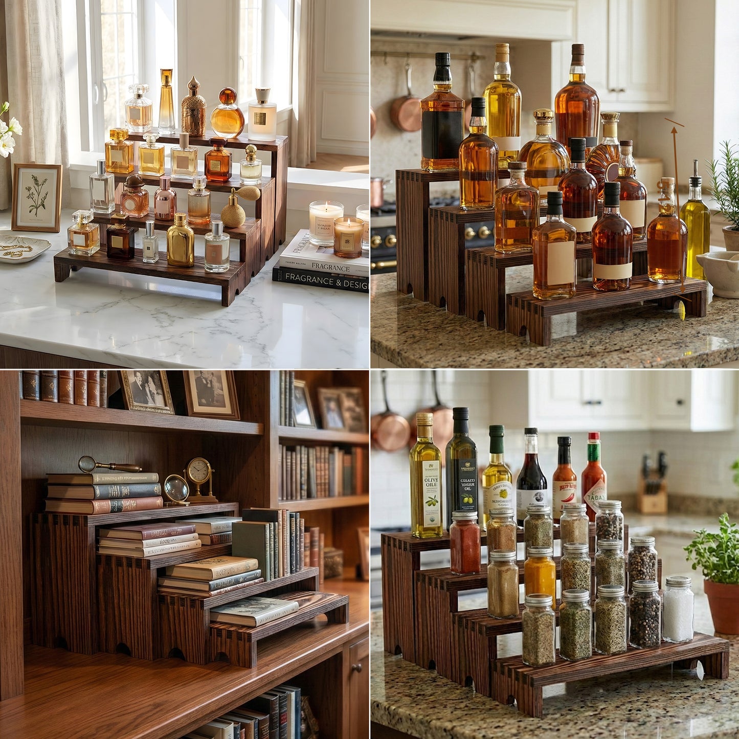 Vecxoty 2 Set Wooden Tiered Risers Display Stands for Vendor Events,Stackable Wooden Cupcake Display Stand,Farmhouse Decor Wood Dessert Table Display Set,Vendor Booth Display Items,Food Display Risers for Party（12-11.2-10.4-9.6IN）